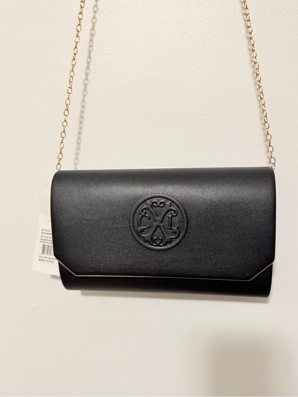 NWT Christian Lacroix CXL Black Crossbody Clutch Purse Gold Chain Wallet - Picture 2 of 5
